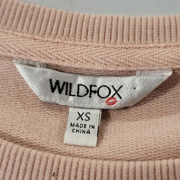 Wildfox Cocktails Oversized Crewneck Sweatshirt Womens XS Pink Sweater Fleece - Picture 6 of 9